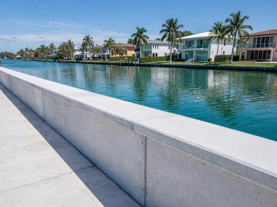Concrete seawall along a Tampa Bay canal